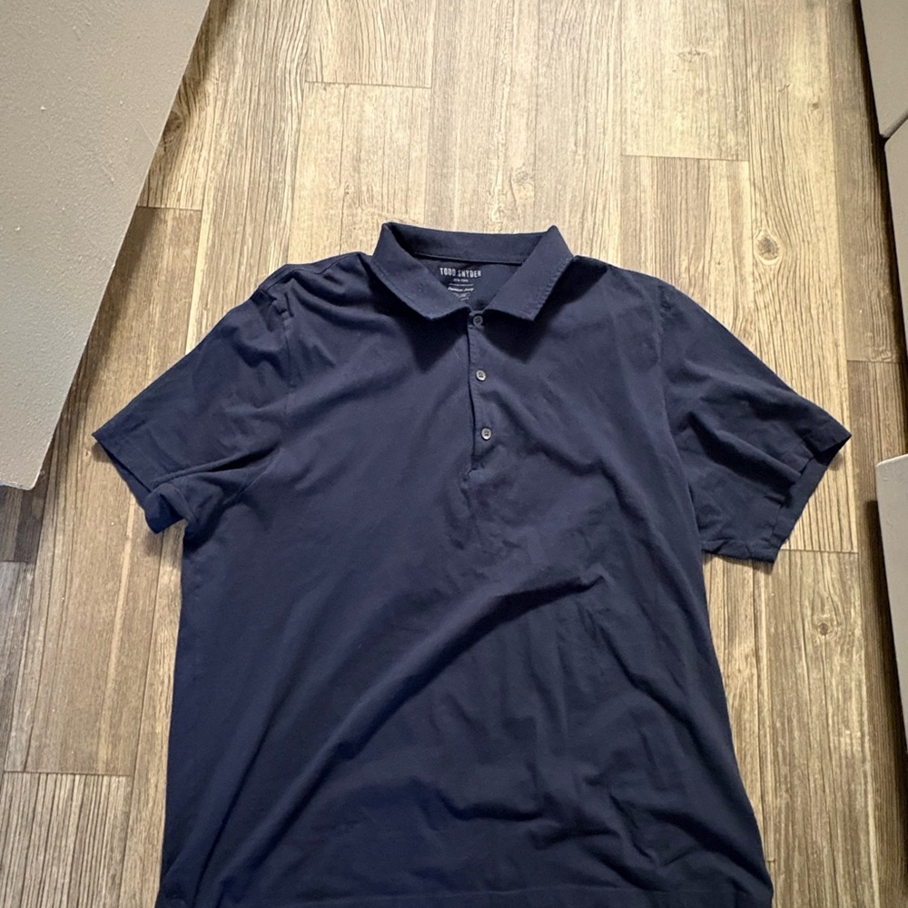 Todd Snyder Premium Jersey Polo Shirt Navy Blue Made in USA XL